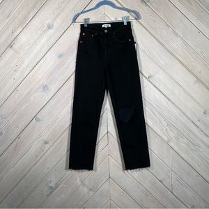 Re/Done Noir with Rip 70s Stove Pipe Jean